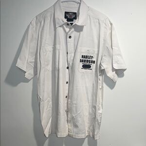Harley-Davidson White Men's Button Up Shirt, size XL